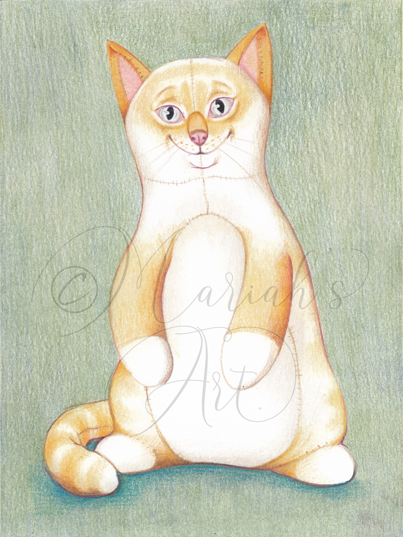 my very silly cat as a stuffed toy caricature