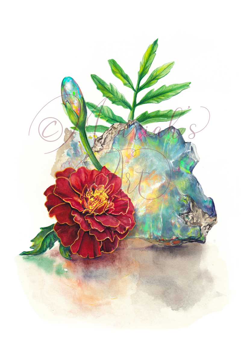 October Gemflower: Marigold & Opal