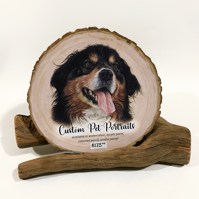 Bernese Mountain Dog portrait on Basswood plaque