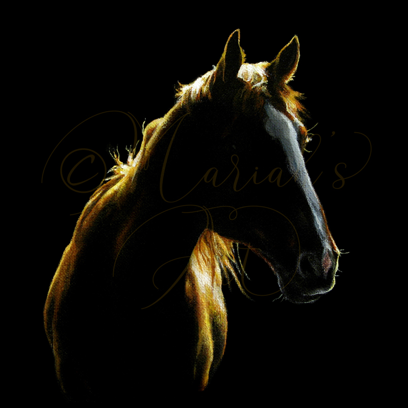 horse silhouhette in acrylic