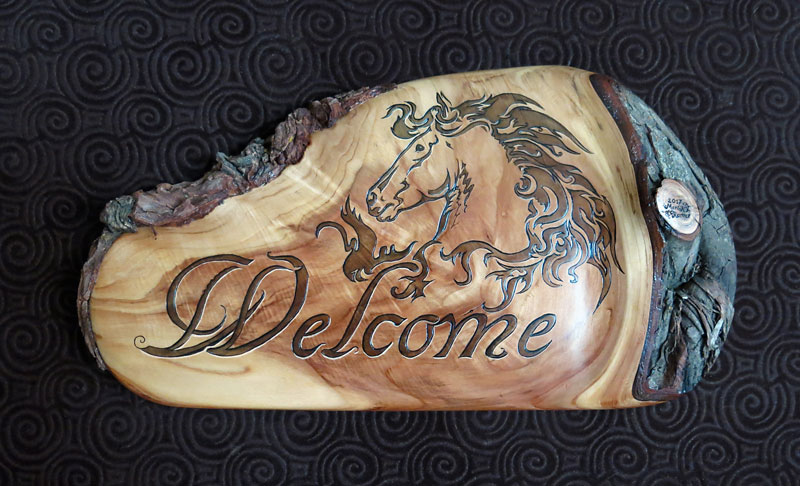 pyrography welcome sign, horse 2 