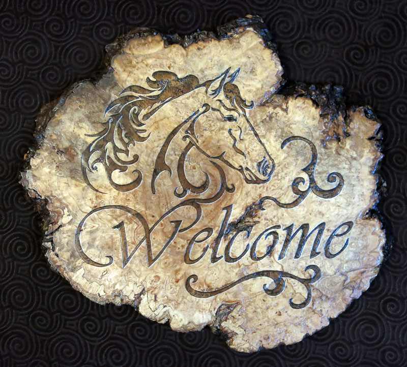 pyrography welcome sign, horse 3 