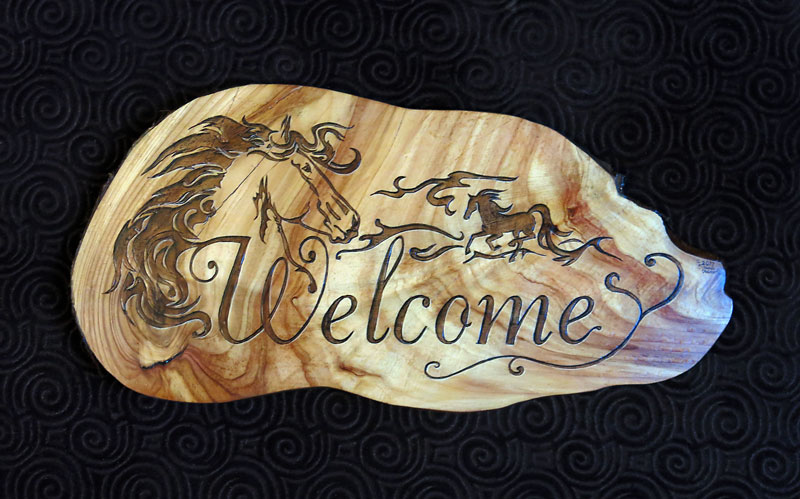 pyrography welcome sign, horse 1 