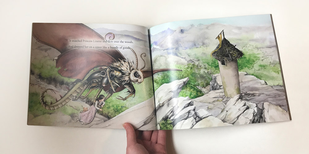 photo of the princess being captured by the moth dragon book spread