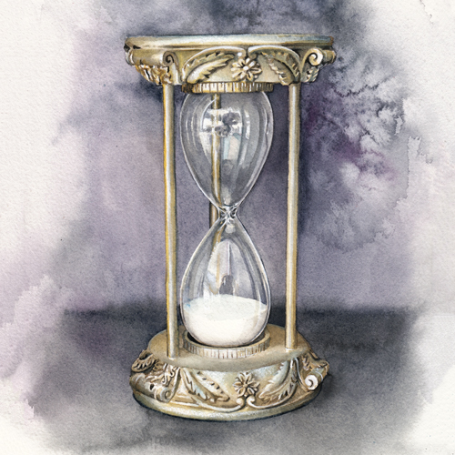 hourglass with salt watercolour